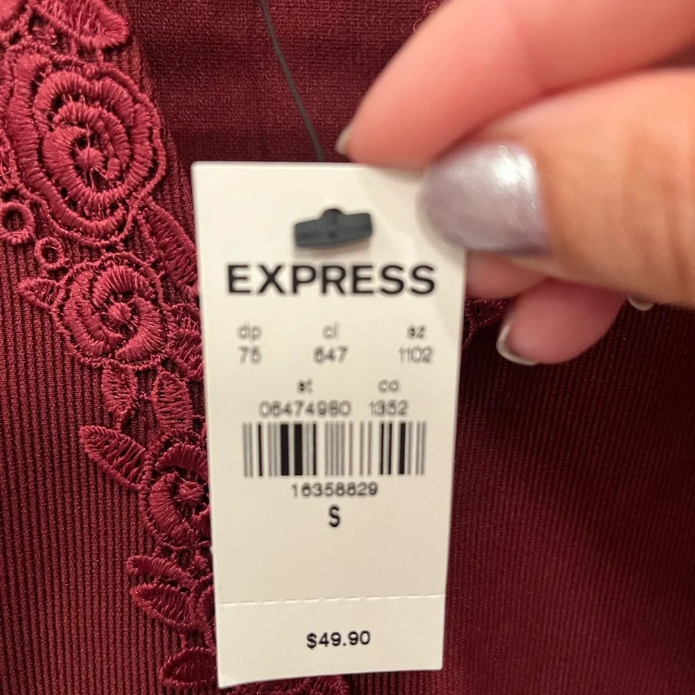 Express Burgundy Cold Shoulder Top - Picture 2 of 5
